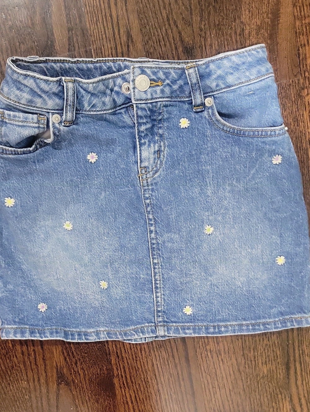 Cat & Jack Blue Denim Skirt with Daisy Embroidery